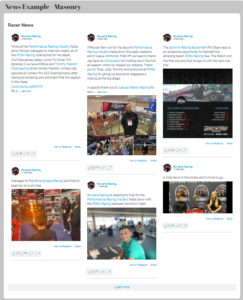 Screenshot News Example Masonry Racer Websites - News Masonry Example - Update Your Site With Your Facebook Page