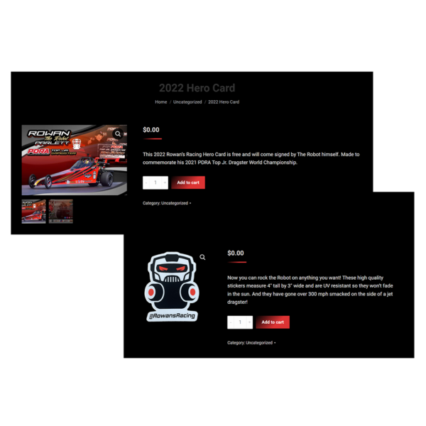 Racer Websites can get you setup to sell your own products